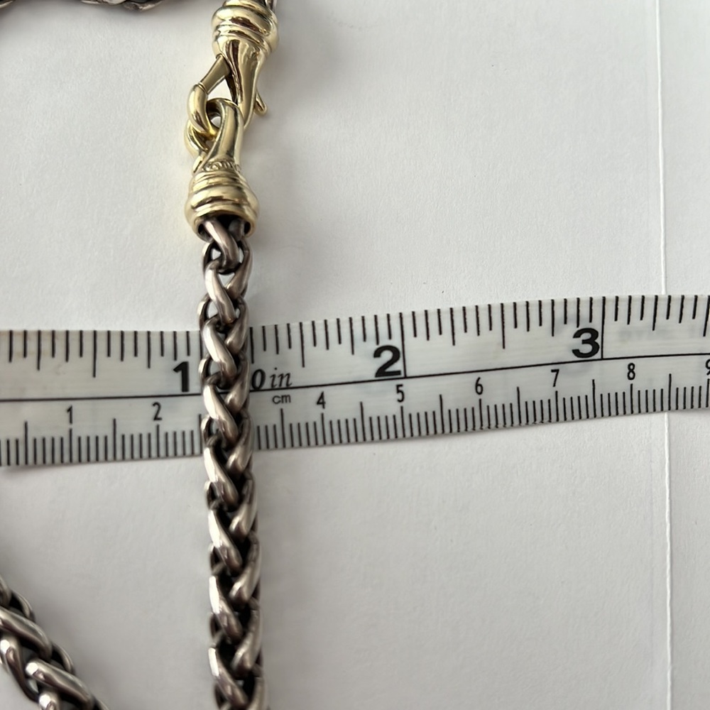 David Yurman Silver and Gold Twisted Cable Necklace - Picture 6 of 8